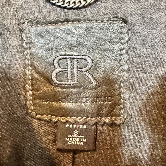 Women's  Banana Republic Gray Leather Zip Up Moto Style Jacket Sz S - Picture 4 of 4